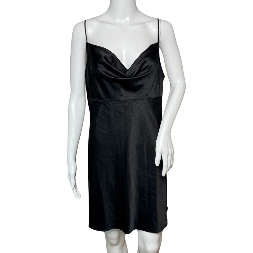 Victorias‎ Secret Nightgown Women Large Black Mini Slip Dress Cowl Neck Lingerie